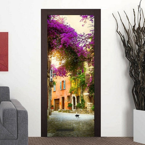 77x200cm 3D Beautiful Landscape Door Sticker For Living Room Bedroom DIY PVC Self Adhesive Wallpaper Waterproof Mural Decal
